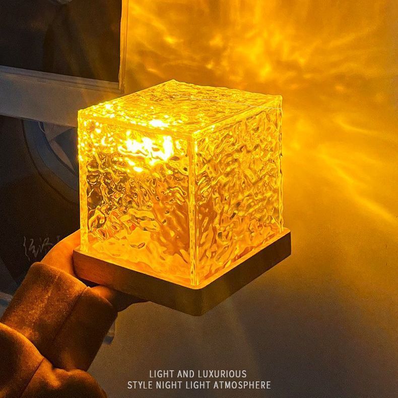Lampe de table à LED 16 couleurs avec effet ondulation de l'eau, USB, rotative, en cristal, à intensité variable, RVB, décoration de la maison