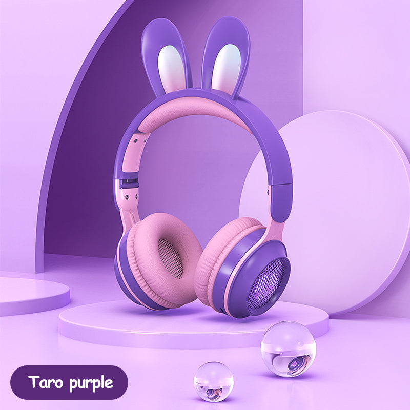 Casque sans fil à oreilles de lapin lumineux et extensible en blé