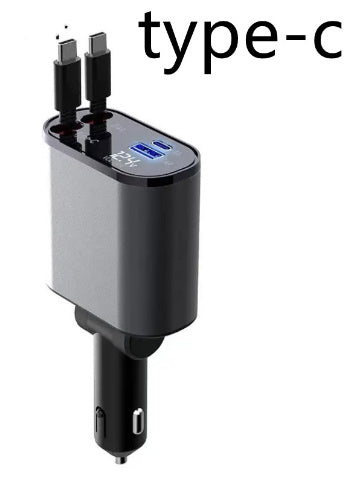 Chargeur de voiture en métal 100W Super Charge rapide Adaptateur USB et TYPE-C pour allume-cigare
