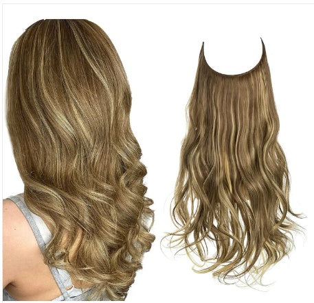 Perruque femme poisson ligne type cheveux longs bouclés fibre chimique extension pièce mat haute température soie poisson fil de soie perruque pièce