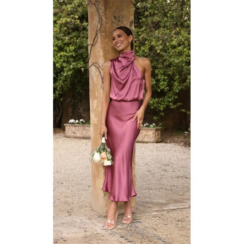 Robe sans manches à col licou, mode d'été, robes de soirée pour femmes, vêtements