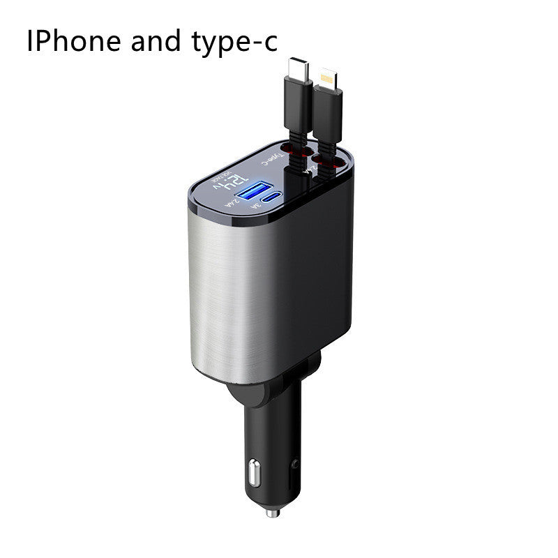 Chargeur de voiture en métal 100W Super Charge rapide Adaptateur USB et TYPE-C pour allume-cigare