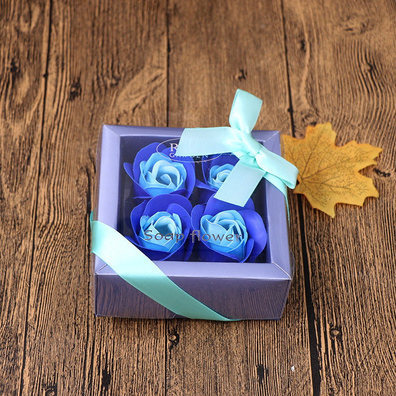 Coffret cadeau fleur de savon Cadeau Saint Valentin Fête des Mères Cadeaux créatifs Ours Fleur Rose Boîte en fer blanc en forme de cœur