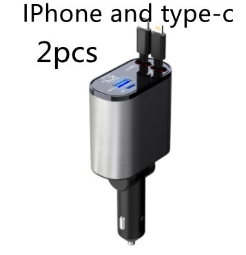 Chargeur de voiture en métal 100W Super Charge rapide Adaptateur USB et TYPE-C pour allume-cigare