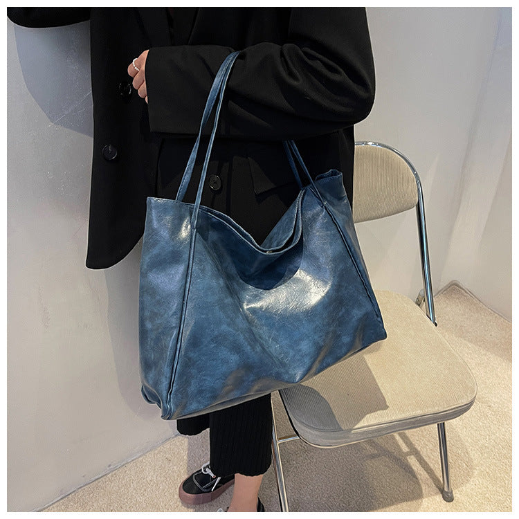 Sac fourre-tout vintage pour femme, sac à bandoulière en cuir de grande capacité, style sportif et décontracté, style Harajuku, simple