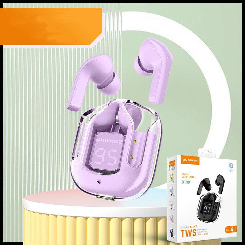 Nouveau mini casque sans fil transparent Bluetooth avec affichage numérique, réduction de bruit ENC, véritable sans fil, musique sportive.