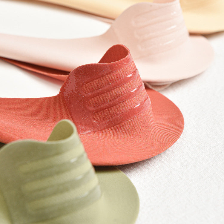 Chaussettes bateau peu profondes antidérapantes en silicone pour femmes