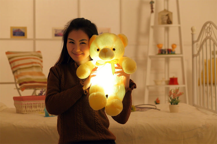 Ours en peluche lumineux LED créatif, jouet coloré et lumineux, cadeau de Noël pour enfants, coussin.