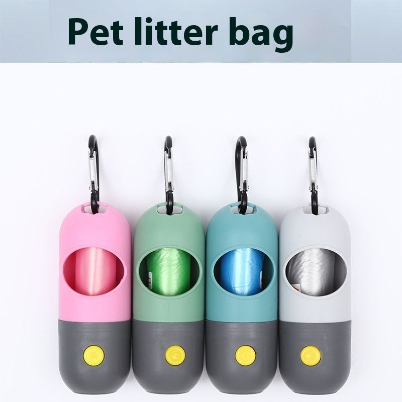 Distributeur de sacs à déchets pour animaux de compagnie à lumière LED pour chiens et chats, sacs à crottes pour chiens, support de sacs à déchets, accessoires de nettoyage pour animaux.