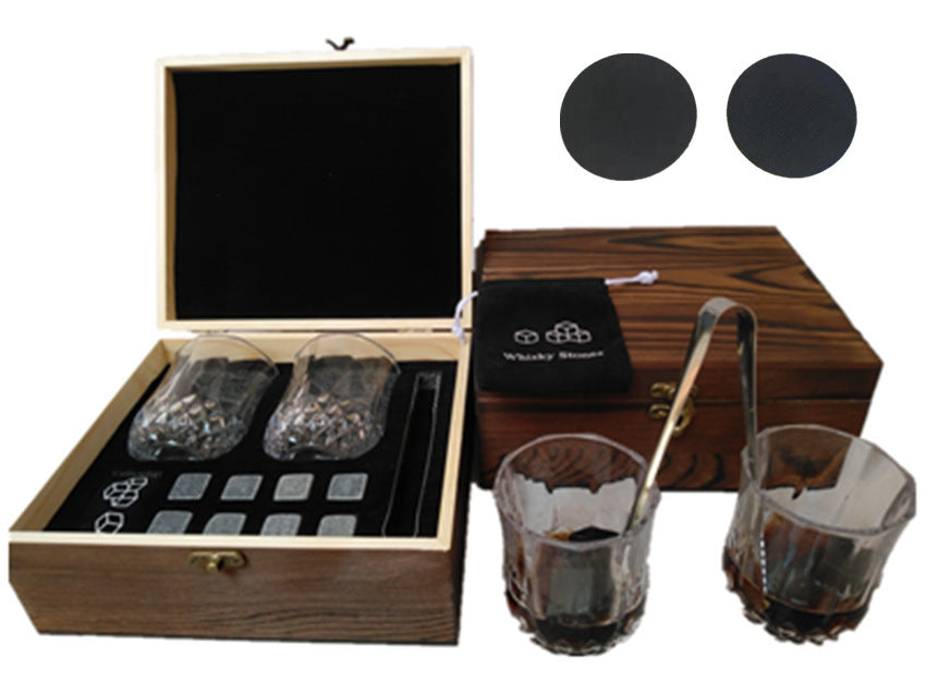Ensemble verre à whisky, verre à whisky Coffret cadeau en bois