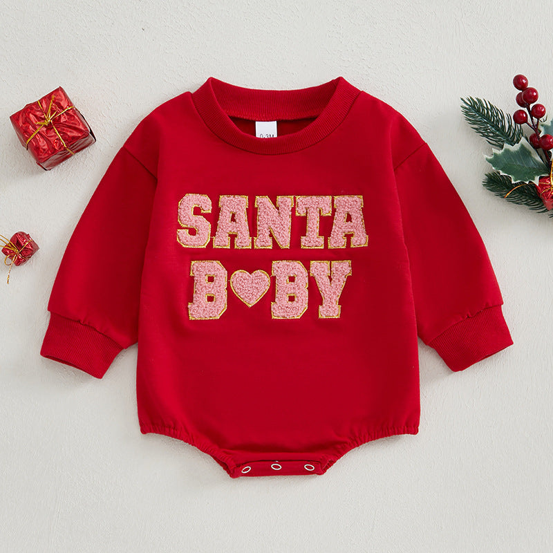 Vêtements de Noël pour filles et garçons, sweat-shirt décontracté, combinaison mignonne avec lettres, combinaison à manches longues, bodys pour nouveau-nés.