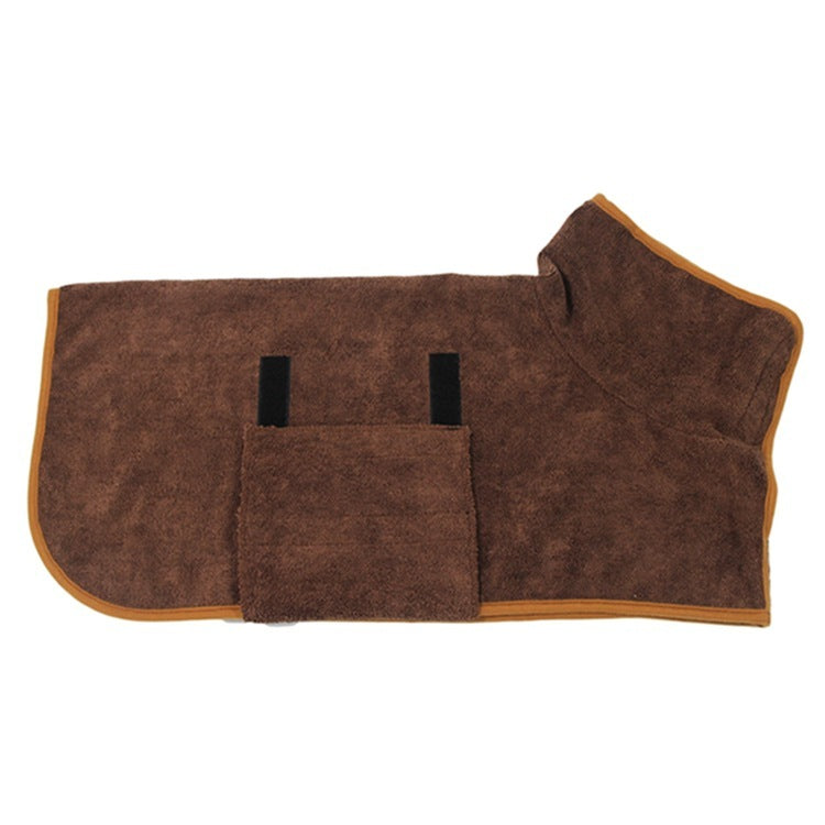 Robe de bain pour animaux absorbante en microfibre avec ceinture.