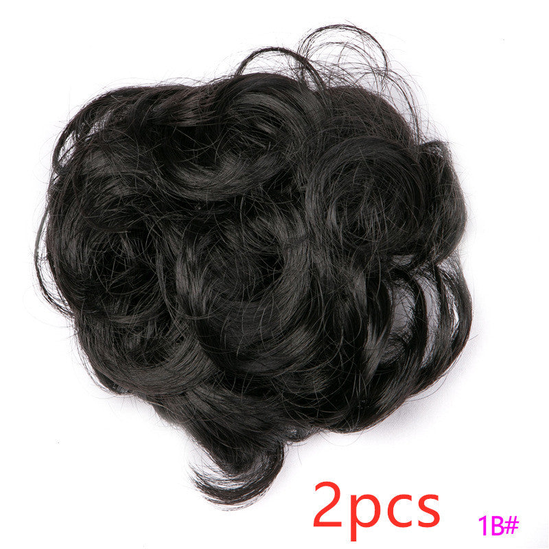 Europe, Japon et Corée du Sud populaires chignon naturel moelleux cordon cheveux bouclés boule tête cheveux anneau ensemble de cheveux accessoires de cheveux féminins cheveux en fibre chimique