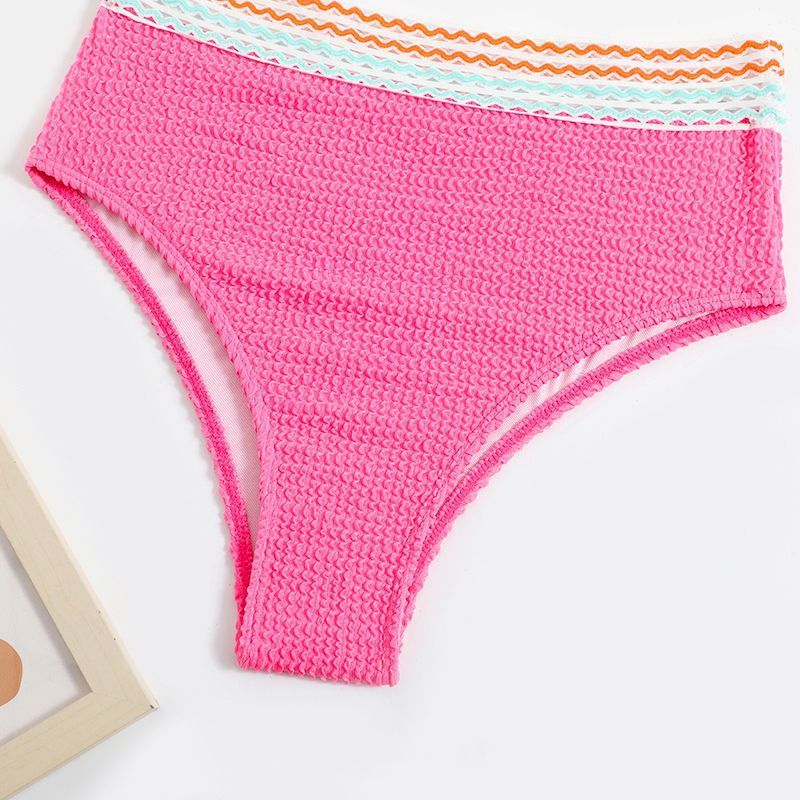 Couleur solide de bikini fendu haute taille