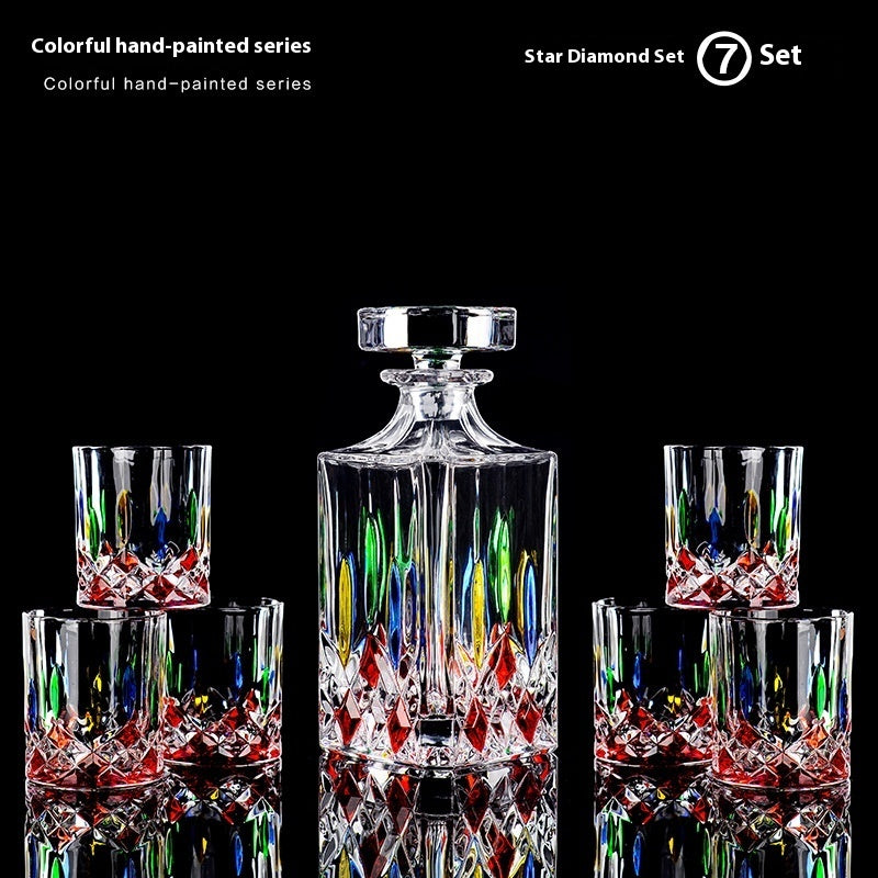 Ensemble de verres à liqueur en cristal peint, ensemble de vin de haute qualité, tasse en verre coloré.