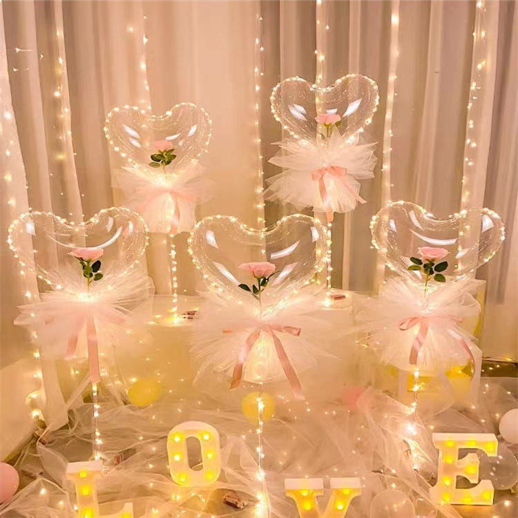 Bouquet de roses Love Bobo Ball, ballon, cadeau Tanabata, marché nocturne, jouet lumineux