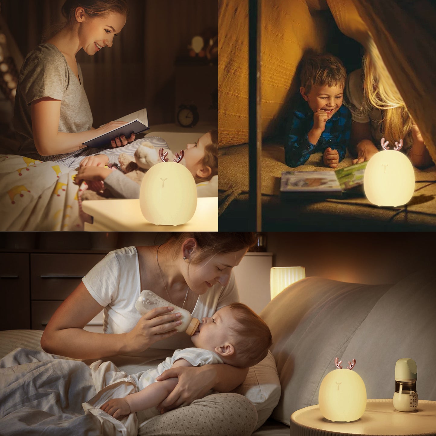 Alimentation de bébé, réglable, créatif, lapin, lumière d'élan, lumière en silicone, lumière tactile, lumière de claquement, petite lumière électrique, lumière d'ambiance, veilleuse