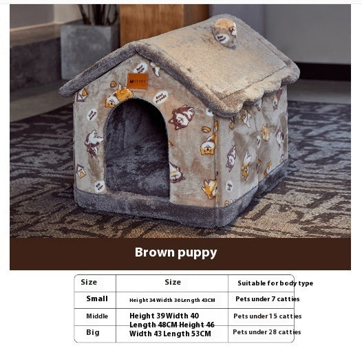 Maison pour chien pliable, lit pour chat, villa d'hiver pour chien, chenil de sommeil, nid amovible, cave chaude et fermée, canapé pour animaux de compagnie.