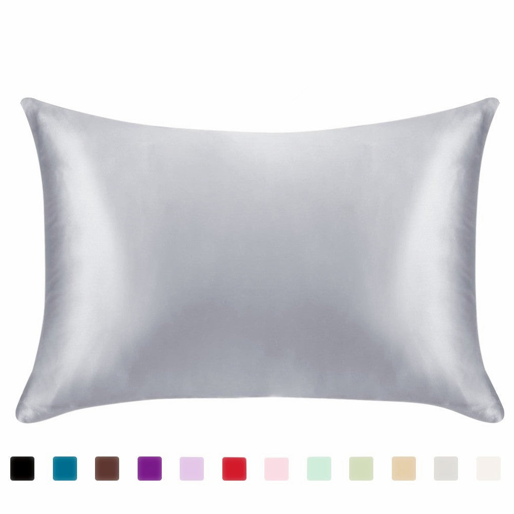 Taie d'oreiller en satin de couleur unie en soie synthétique simple Taie d'oreiller en soie glacée