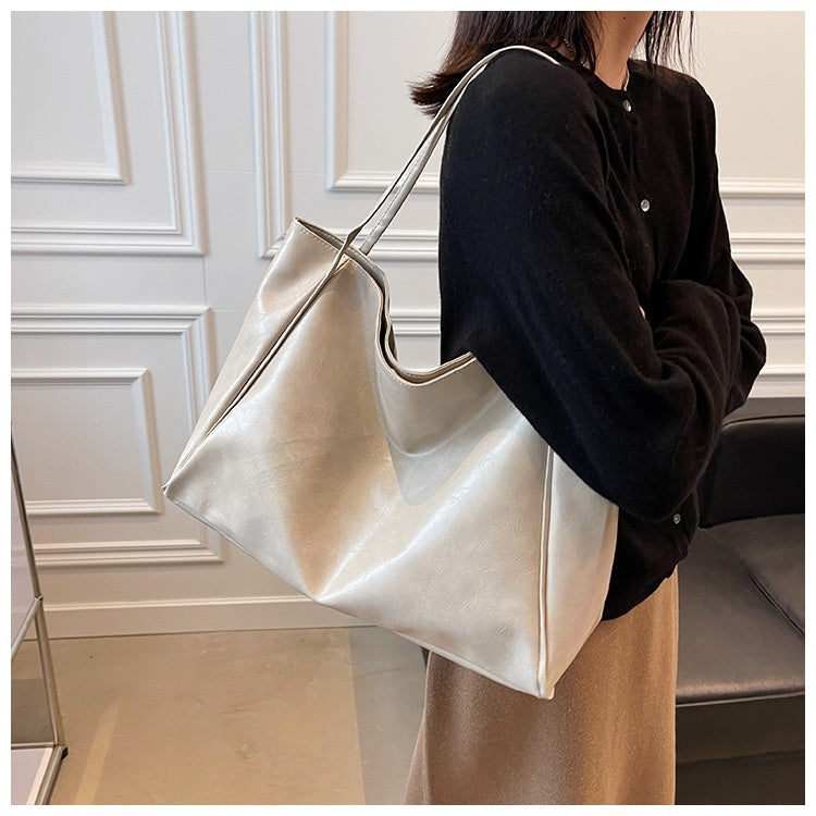Sac fourre-tout vintage pour femme, sac à bandoulière en cuir de grande capacité, style sportif et décontracté, style Harajuku, simple