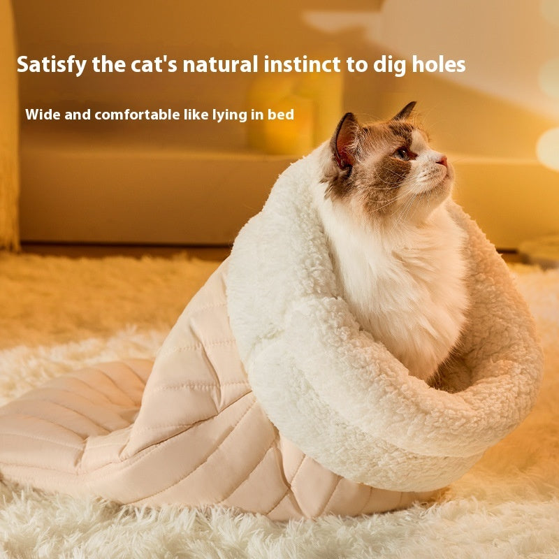 Sac de couchage chaud avec poche fermée pour chat