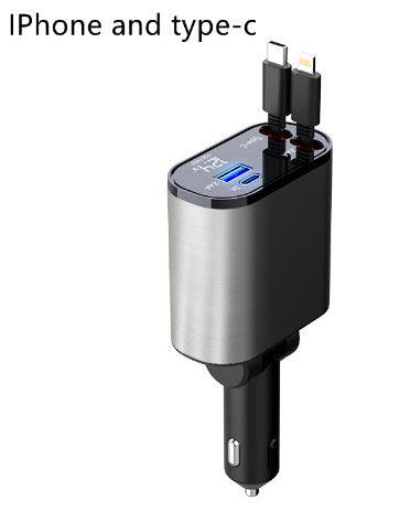 Chargeur de voiture en métal 100W Super Charge rapide Adaptateur USB et TYPE-C pour allume-cigare