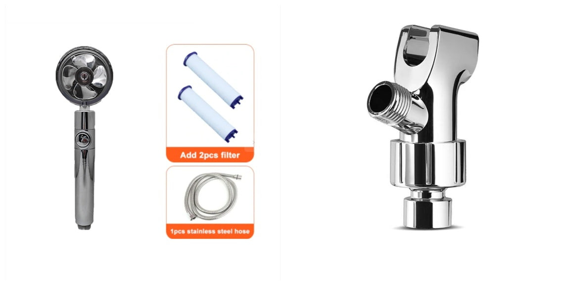 Pommeau de douche à économie d'eau, rotation à 360 degrés avec petit ventilateur, buse de pulvérisation haute pression ABS, accessoires de salle de bain.