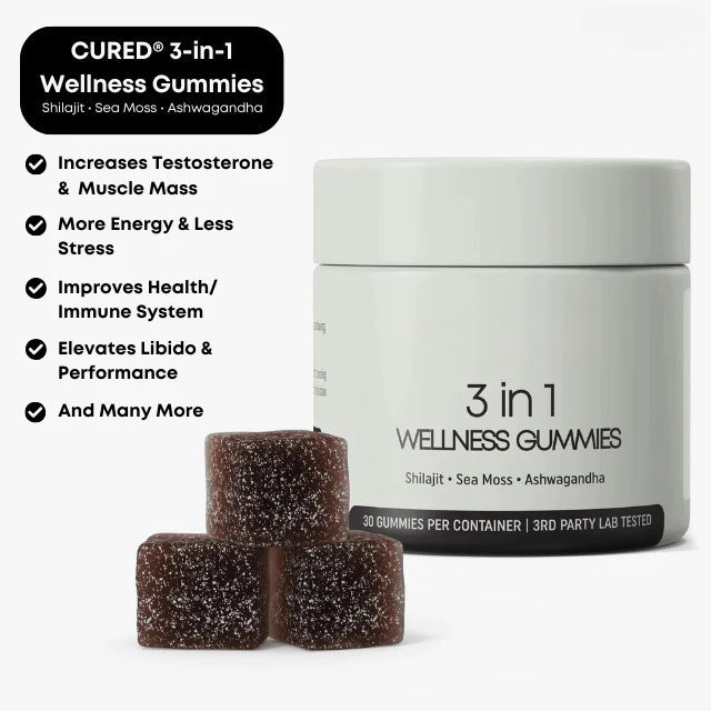 Gommes Shilajit 3 en 1 pour hommes