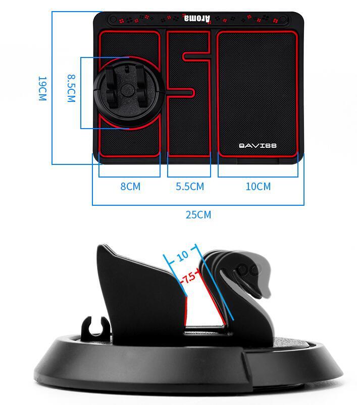 Tapis de téléphone pour voiture antidérapant pour carte de numéro de stationnement 4-en-1, support de téléphone auto, tapis adhésif antidérapant, support de téléphone de tableau de bord.