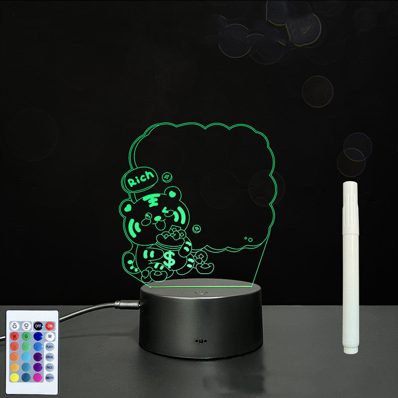 Tableau de message en acrylique 3D avec écriture à la main et lumière LED