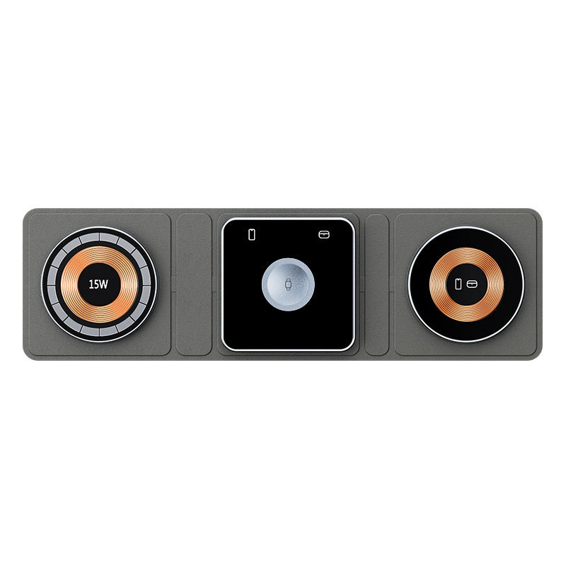 Station de chargement sans fil magnétique pliable 3 EN 1 pour iPhone, chargement rapide transparent pour iWatch et AirPods.