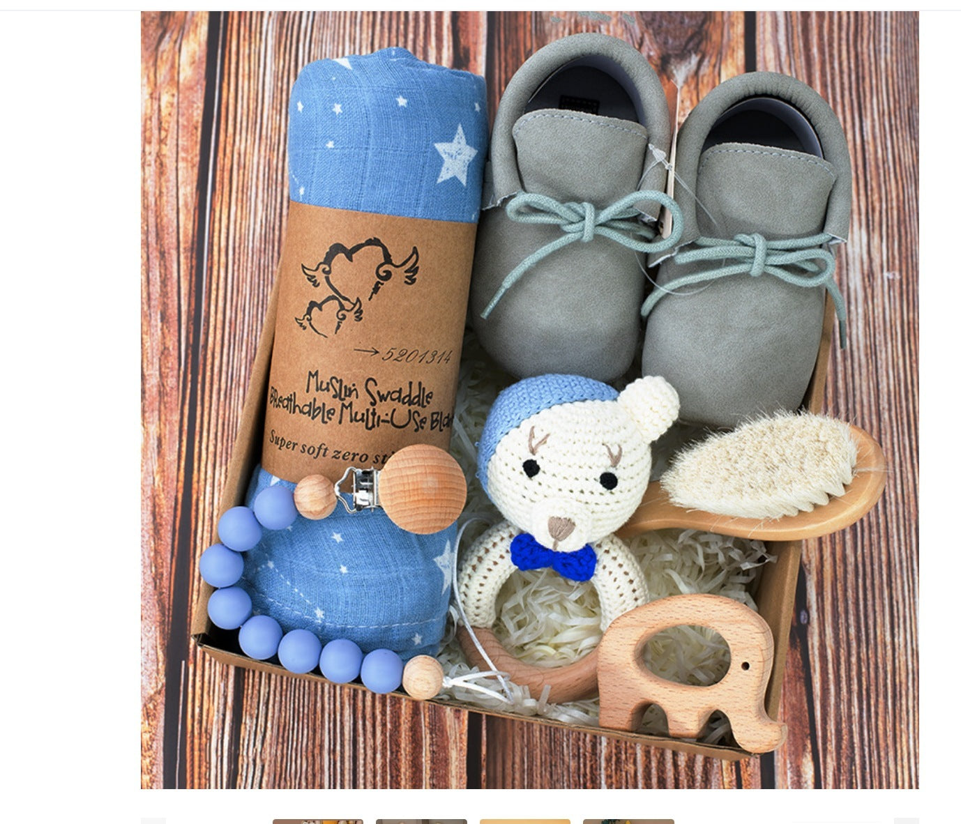 Coffret cadeau en bois de hochet pour bébé, convient aux nouveau-nés et aux bébés d'un mois.
