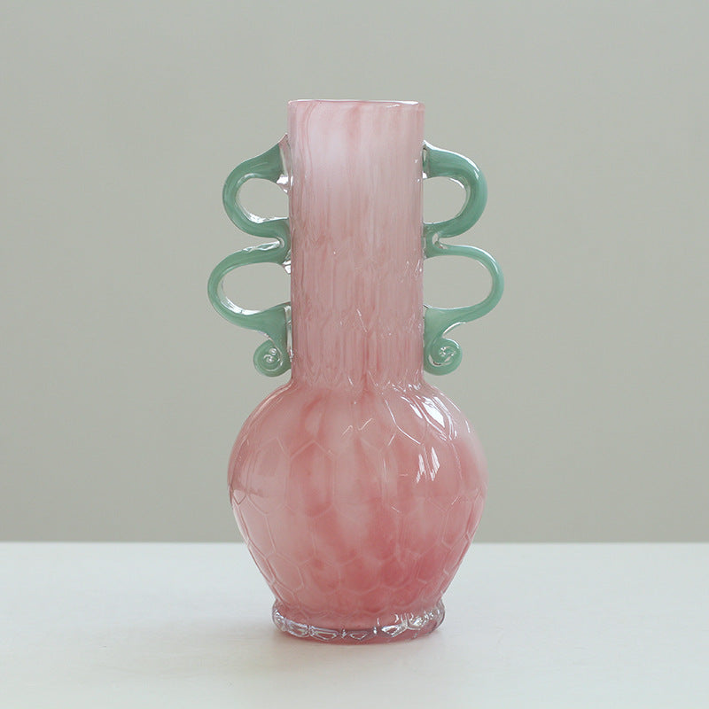 Décoration de comptoir de couloir douce et vase coloré