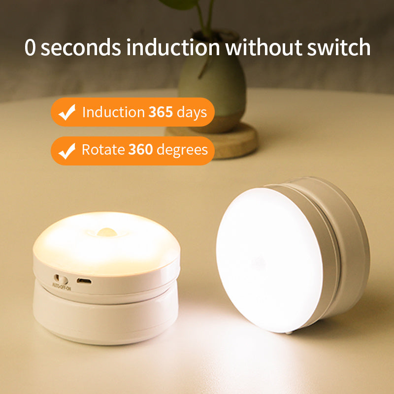 Rotatable human body motion sensor light, hallway light, garage light, wardrobe light, night light.