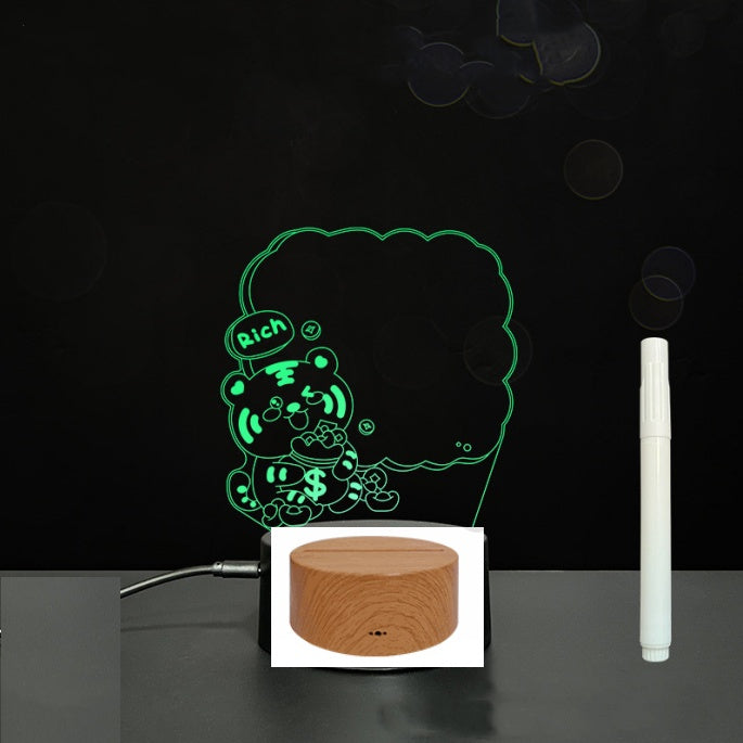 Tableau de message en acrylique 3D avec écriture à la main et lumière LED