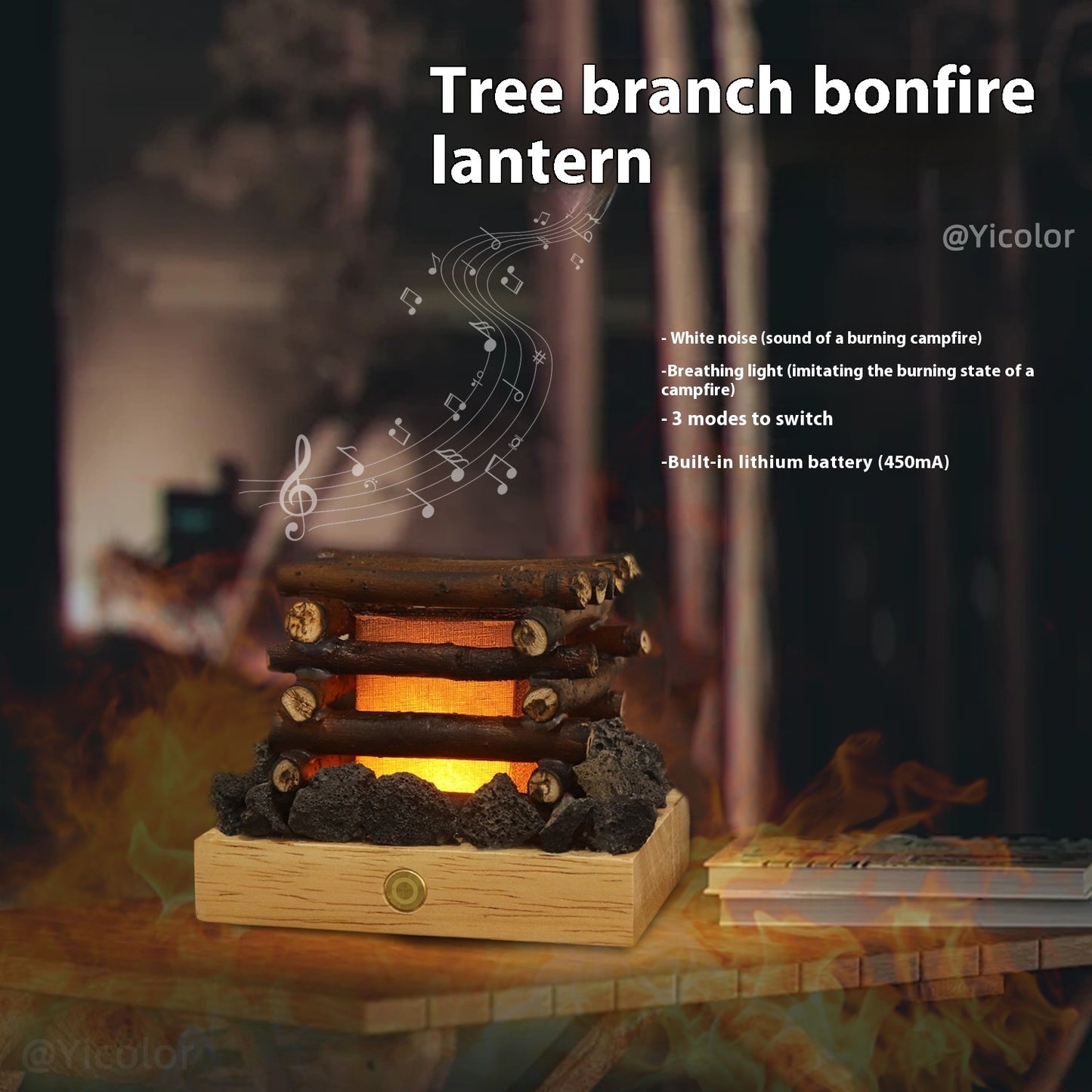 Décorations de chevet Ornements Branches Feu de camp Petite lampe de nuit