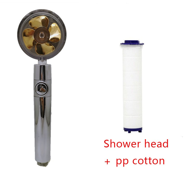 Pommeau de douche à économie d'eau, rotation à 360 degrés avec petit ventilateur, buse de pulvérisation haute pression ABS, accessoires de salle de bain.