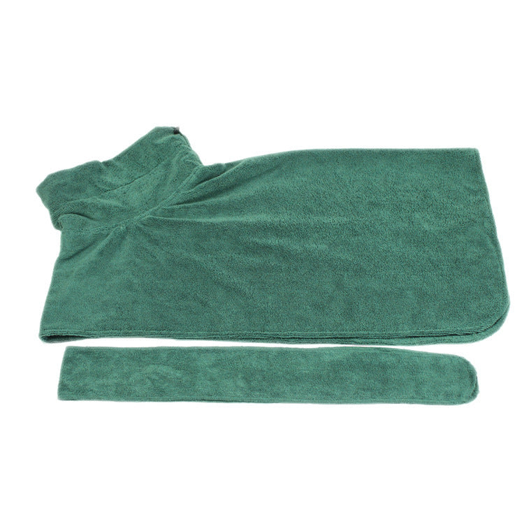 Robe de bain pour animaux absorbante en microfibre avec ceinture.