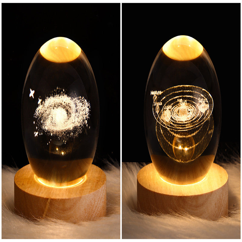 Lampe de table en cristal galaxie LED, lampe 3D de planète et de lune, décoration de chambre pour enfants, fête d'anniversaire pour enfants.