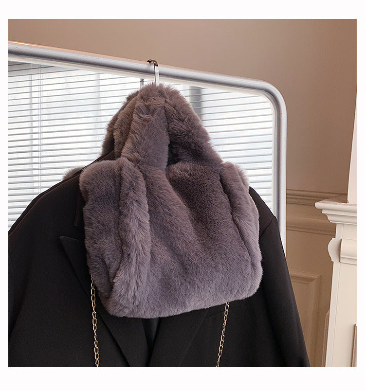 Sacs d'hiver Chaîne Sac à main en peluche Sacs fourre-tout Femme Sac à épaule