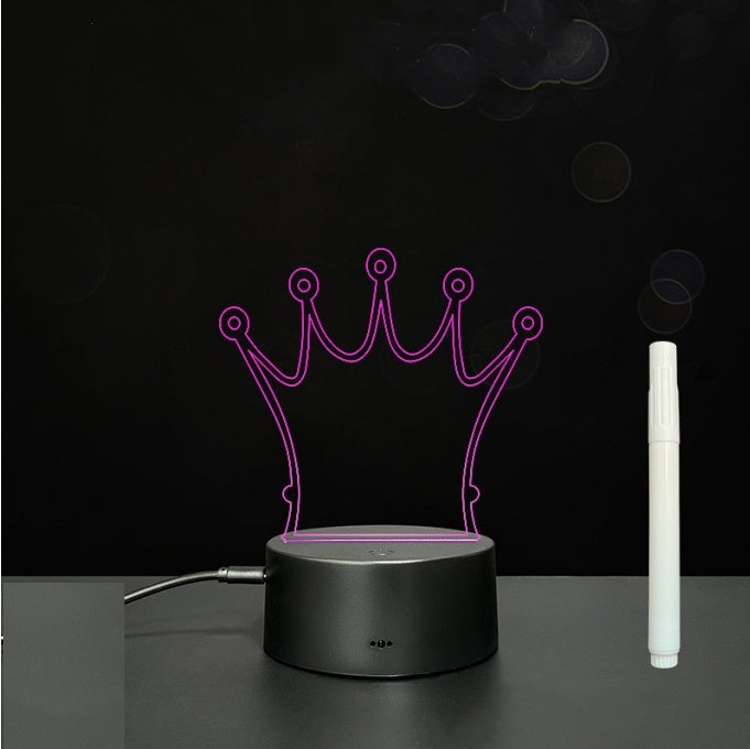 Tableau de message en acrylique 3D avec écriture à la main et lumière LED