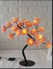Lampe de table LED en forme d'arbre rose, petite lampe d'arbre, lampe de modélisation.