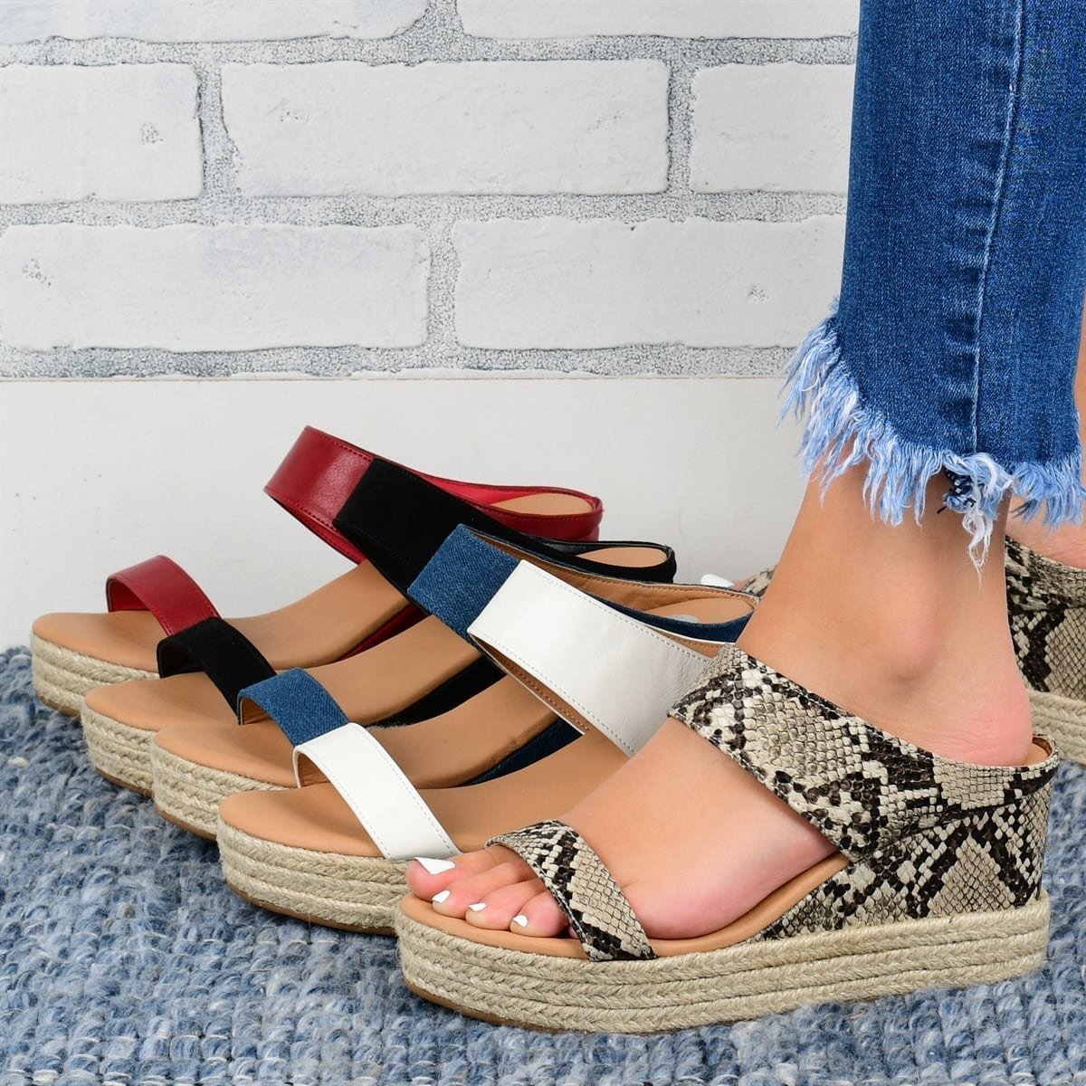 Chaussons à talon compensé, sandales décontractées, chaussures à talon compensé en chanvre.
