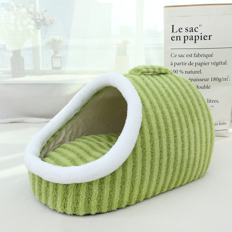 Nid de chat tridimensionnel épaissi Macaron double pièce automne et hiver chaud une installation pour les enfants à ennuyer chenil