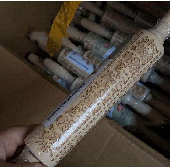 Rouleau à pâtisserie en relief avec motif de traîneau pour cadeau de Noël