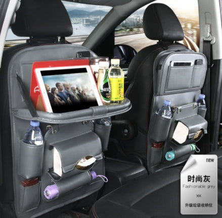 Sac de rangement en cuir PU pour voiture, plateau multifonction pour dossier de siège, sac suspendu, organisateur de voiture étanche, accessoires intérieurs automobiles.