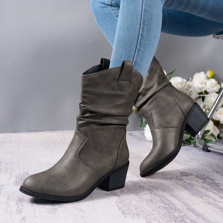 Mode Western en denim style rétro, couverture en tissu, bottes de mode pour femmes.