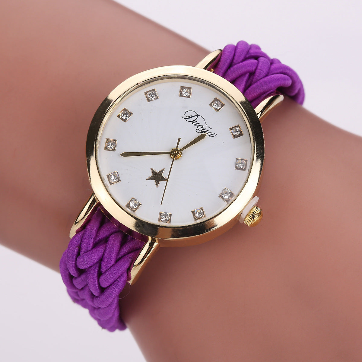 Nouvelle montre tissée multicolore pour femmes