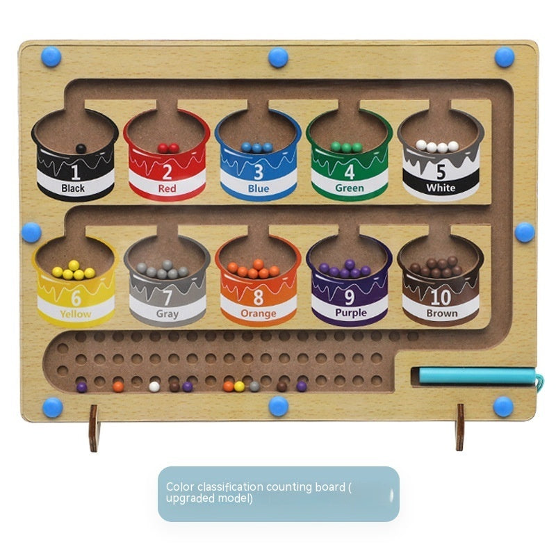 Puzzle en bois numérique de labyrinthe coloré magnétique