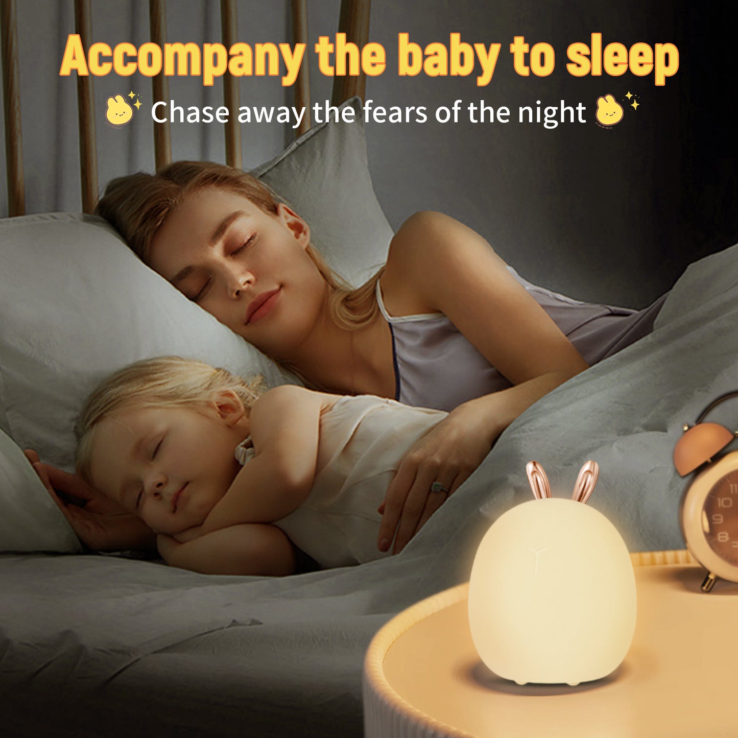 Alimentation de bébé, réglable, créatif, lapin, lumière d'élan, lumière en silicone, lumière tactile, lumière de claquement, petite lumière électrique, lumière d'ambiance, veilleuse
